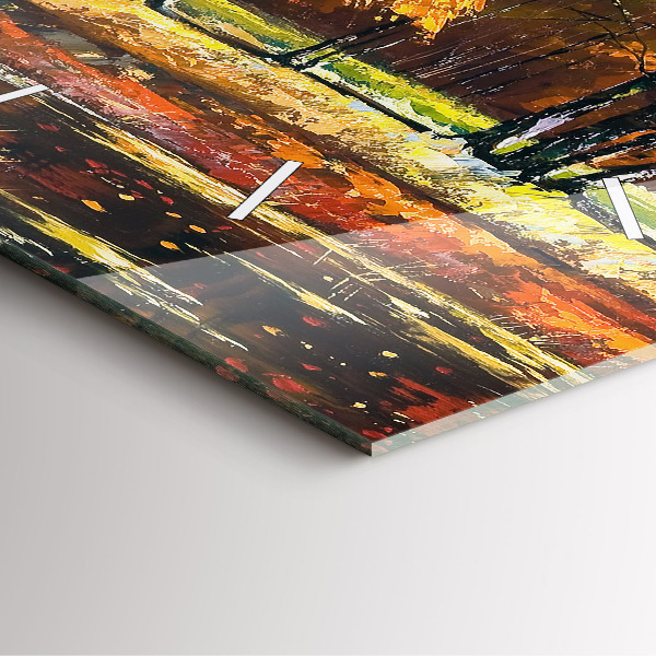 Horloge murale carrée 'Paysage d''automne avec une rivière'