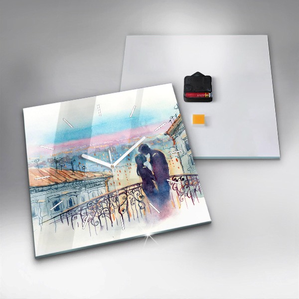 Horloge murale carrée 'Personnages à l''aquarelle'