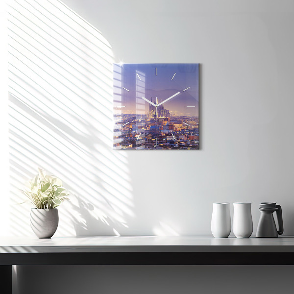 Horloge murale carrée Vue de Barcelone