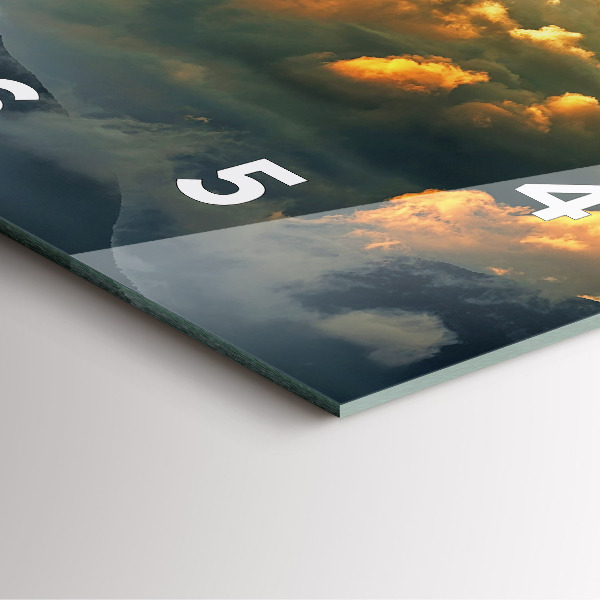 Horloge carrée en verre Vol en montgolfière dans les nuages