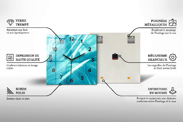 Horloge carrée en verre Mur métallique