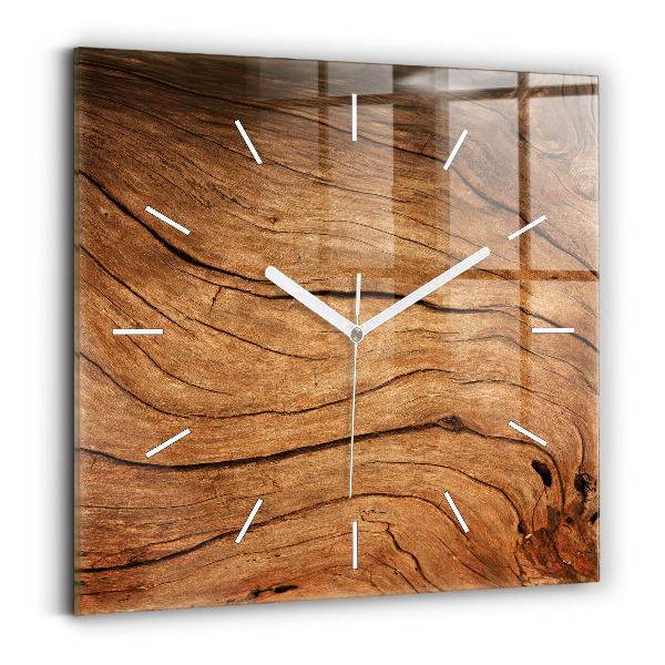 Horloge carrée en verre Vieux bois