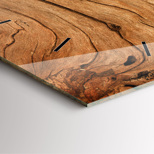 Horloge carrée en verre Vieux bois