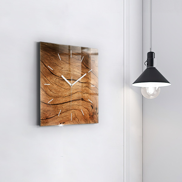 Horloge carrée en verre Vieux bois