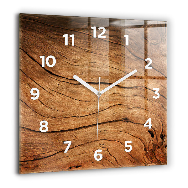 Horloge carrée en verre Vieux bois