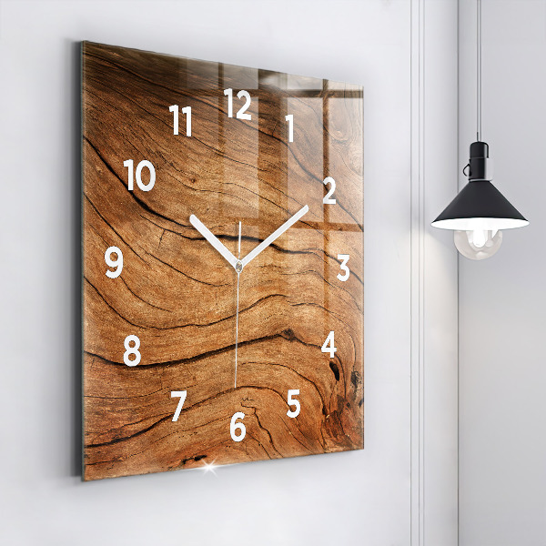Horloge carrée en verre Vieux bois