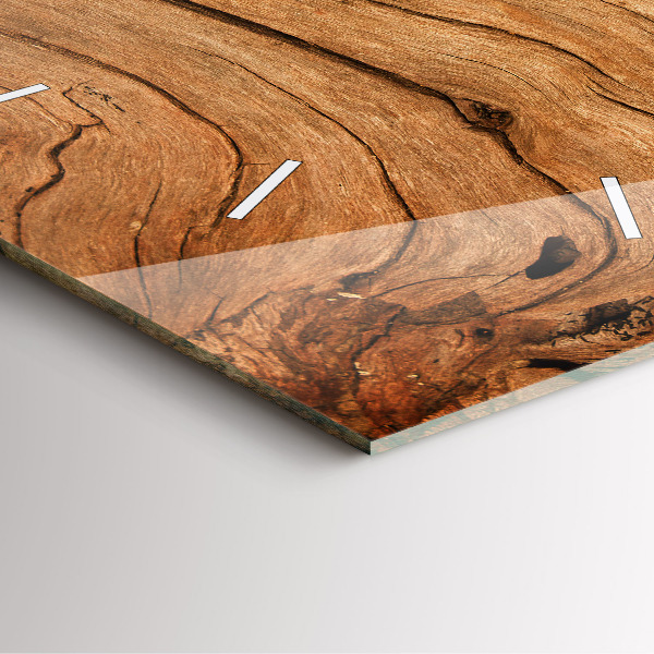 Horloge carrée en verre Vieux bois