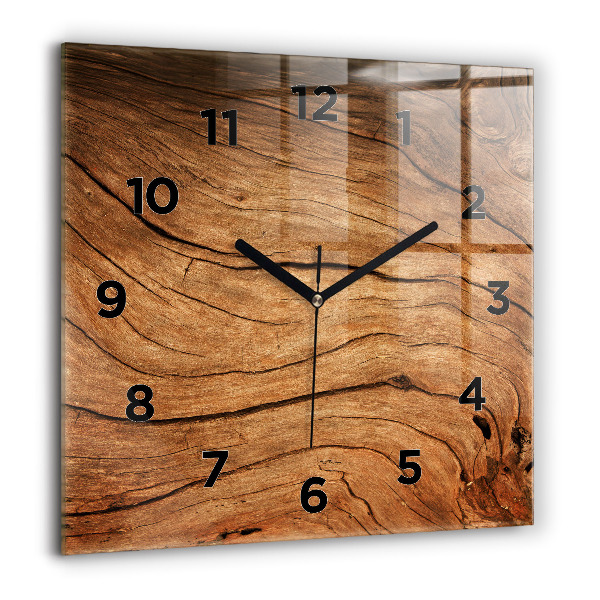 Horloge carrée en verre Vieux bois