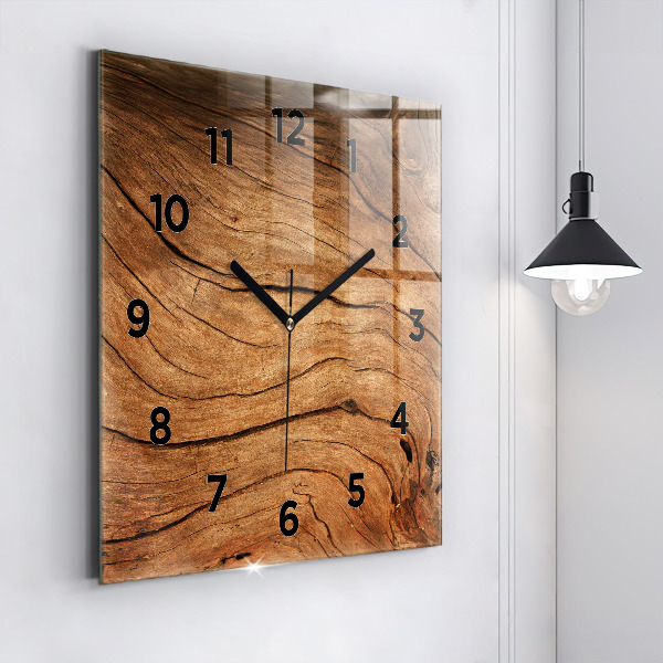Horloge carrée en verre Vieux bois