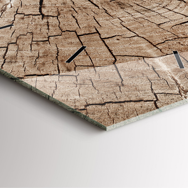 Horloge carrée en verre Vieille souche de bois