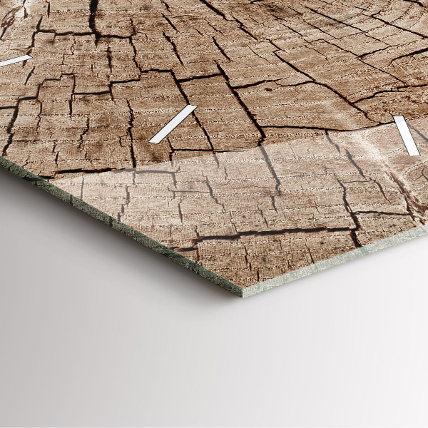 Horloge carrée en verre Vieille souche de bois