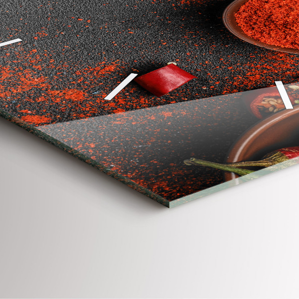 Pendule carrée en verre Poivrons rouges