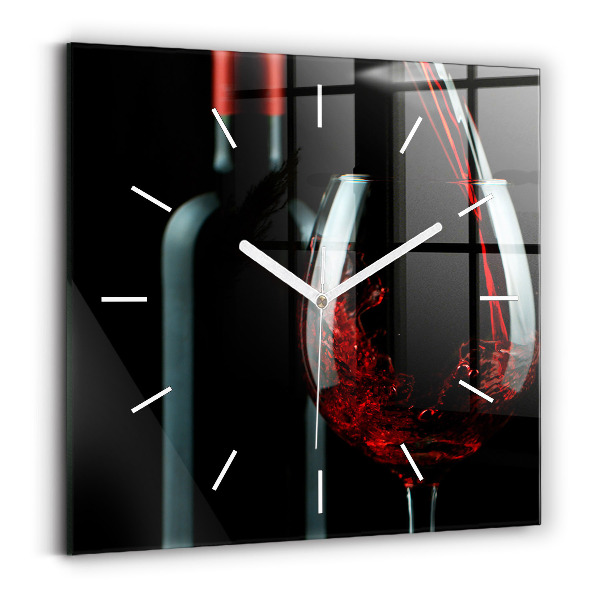Pendule carrée en verre Une bouteille de vin