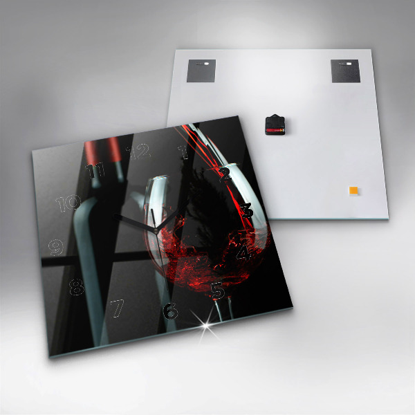 Pendule carrée en verre Une bouteille de vin