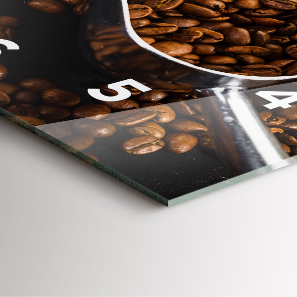 Pendule carrée en verre Un sac de grains de café