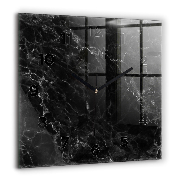 Pendule carrée en verre marbre foncé