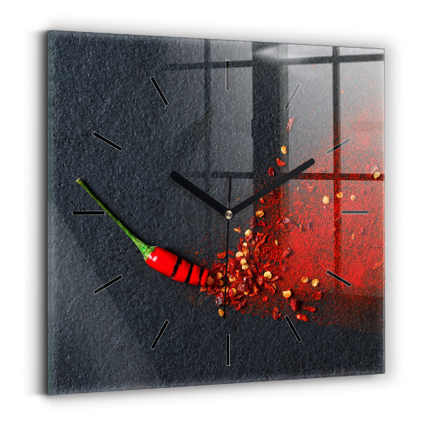 Pendule carrée en verre assaisonnement au poivron rouge