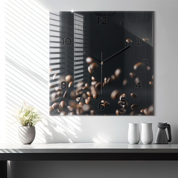 Horloge murale carrée Café en grains