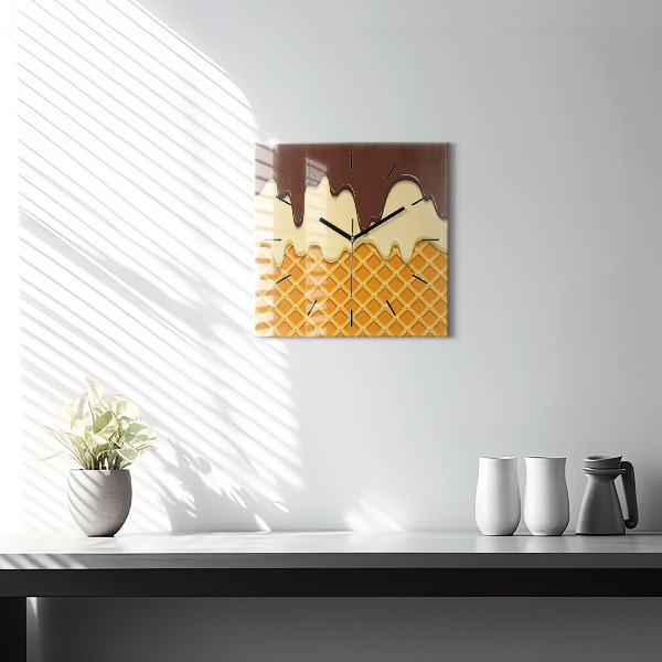 Horloge murale carrée Gaufre et glace