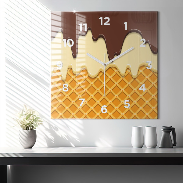 Horloge murale carrée Gaufre et glace