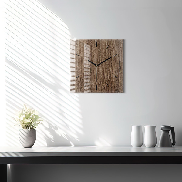 Horloge murale carrée Bois foncé