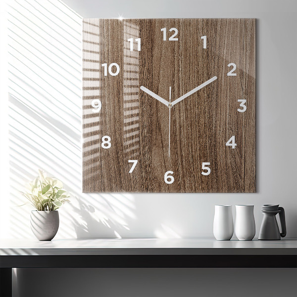 Horloge murale carrée Bois foncé