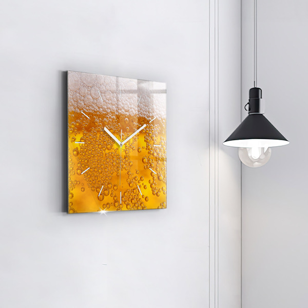 Horloge murale carrée Bière avec mousse