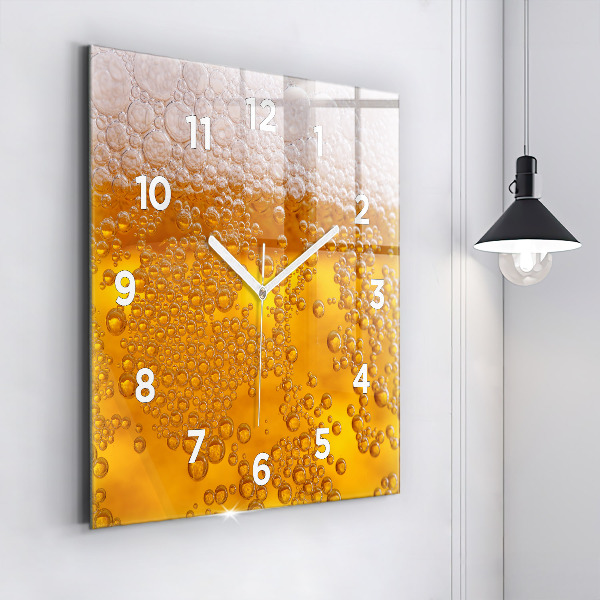 Horloge murale carrée Bière avec mousse