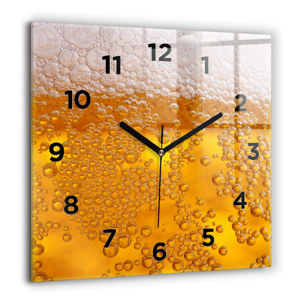 Horloge murale carrée Bière avec mousse
