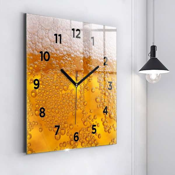 Horloge murale carrée Bière avec mousse