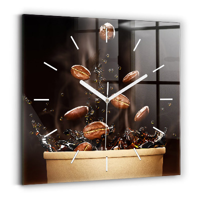 Horloge murale carrée Café chaud