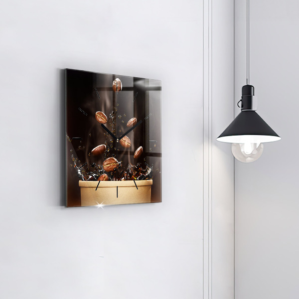 Horloge murale carrée Café chaud