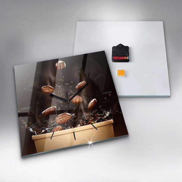 Horloge murale carrée Café chaud