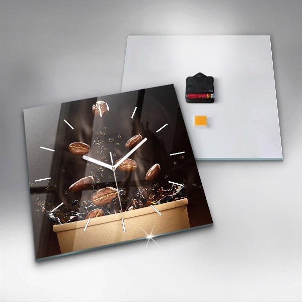 Horloge murale carrée Café chaud