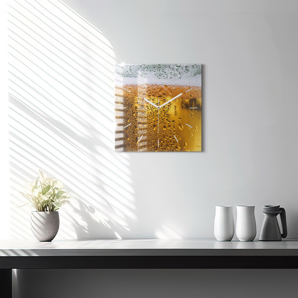 Horloge murale carrée Une chope de bière