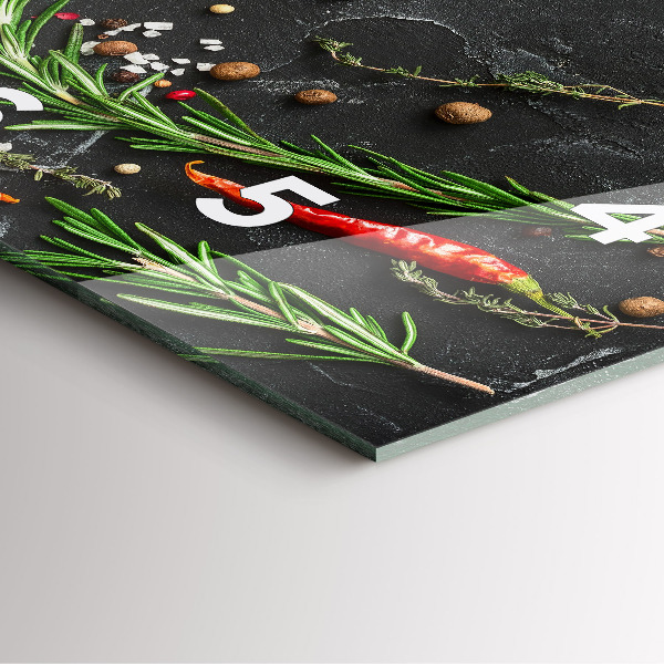 Horloge murale carrée Épices sur le comptoir