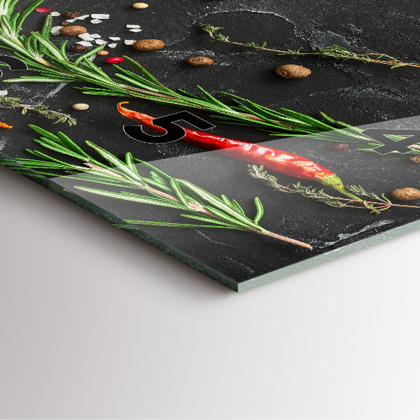 Horloge murale carrée Épices sur le comptoir