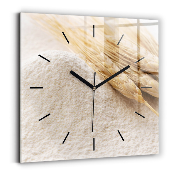 Horloge murale carrée Farine et épis de céréales