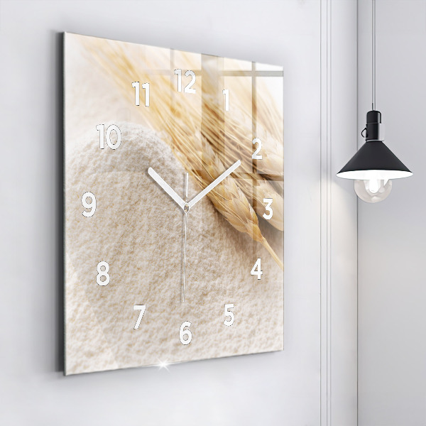 Horloge murale carrée Farine et épis de céréales