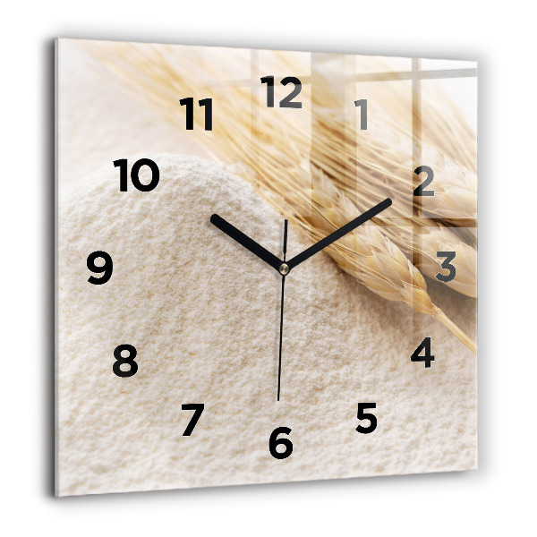 Horloge murale carrée Farine et épis de céréales