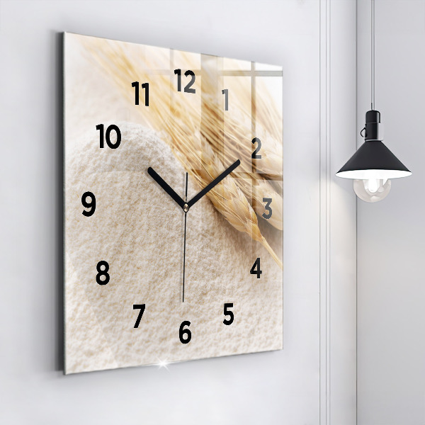 Horloge murale carrée Farine et épis de céréales