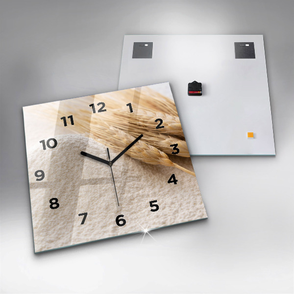Horloge murale carrée Farine et épis de céréales