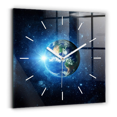 Horloge murale carrée Terre et Galaxie – NASA