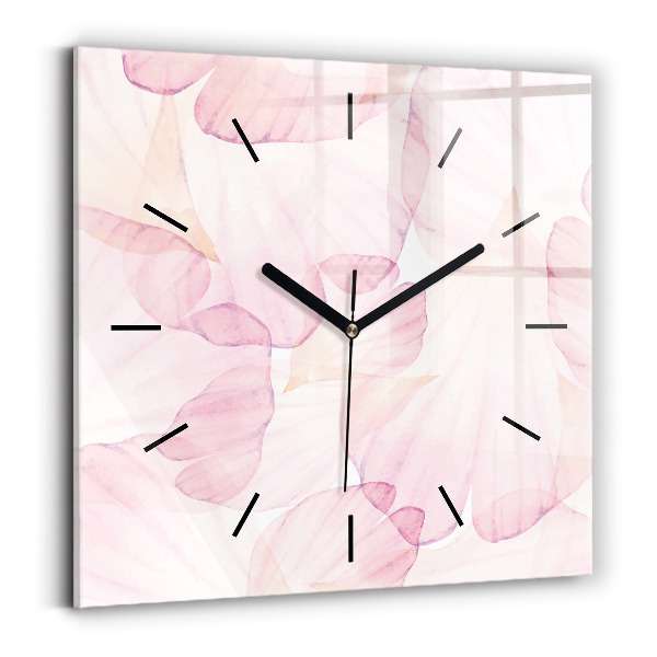 Horloge carrée en verre 'Pétales d''aquarelle'
