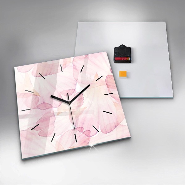 Horloge carrée en verre 'Pétales d''aquarelle'