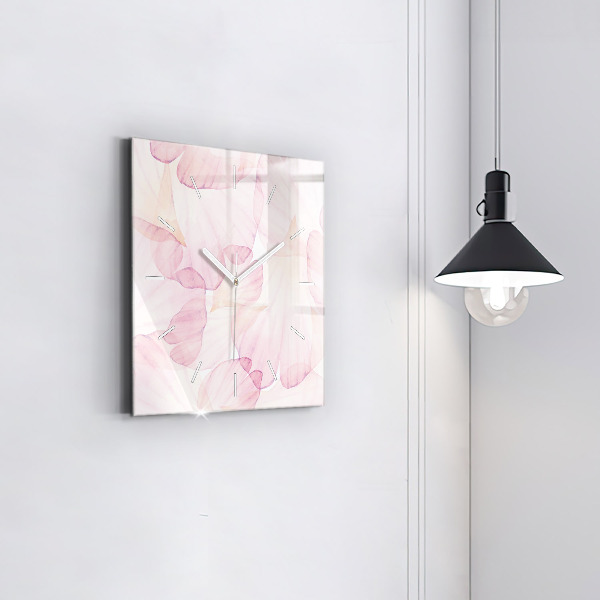 Horloge carrée en verre 'Pétales d''aquarelle'
