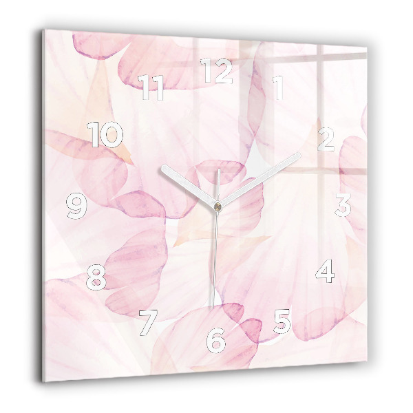Horloge carrée en verre 'Pétales d''aquarelle'