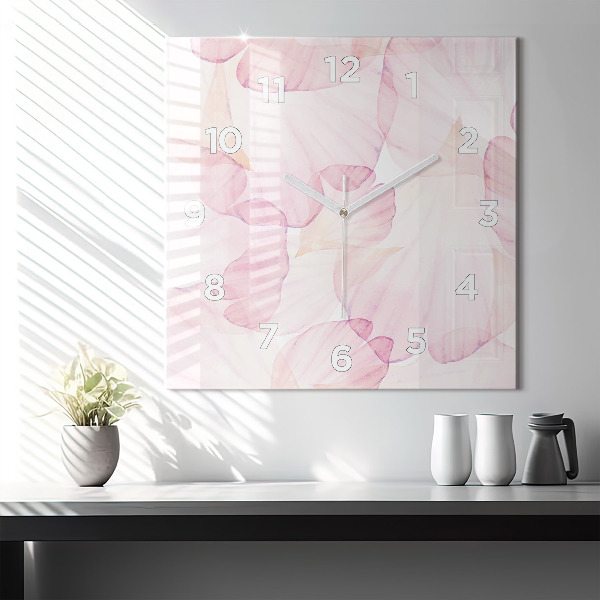Horloge carrée en verre 'Pétales d''aquarelle'