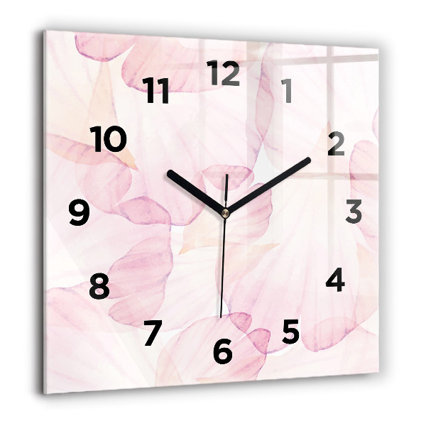 Horloge carrée en verre 'Pétales d''aquarelle'