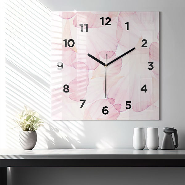 Horloge carrée en verre 'Pétales d''aquarelle'